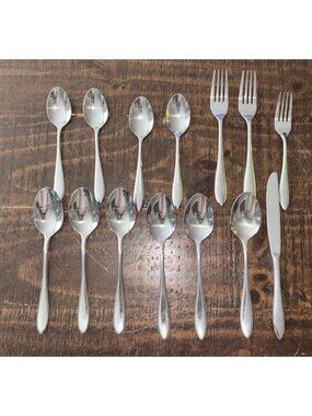 14 Mixed Pieces HAMPTON Erin Stainless Steel Flatware3-Forks, 10 Spoons & 1 Knif